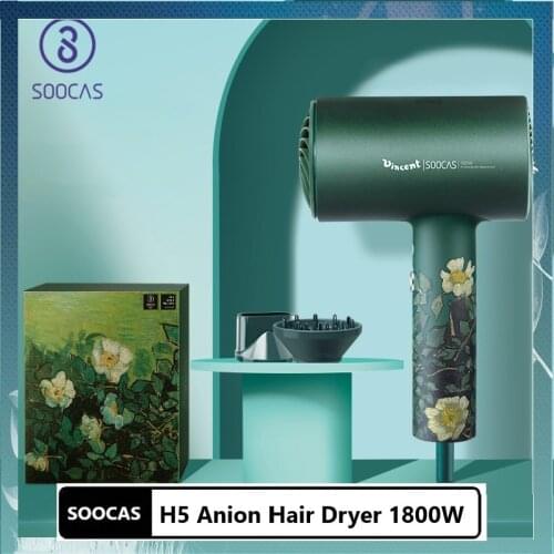 SOOCAS H5 Anion Hair Dryer 1800W Professional Blow Dryer Aluminum Alloy Powerful Electric Dryer Orginal CN Plug Electric Dryer