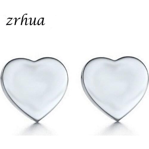 ZRHUA Real Silver Color Simple Stylish Love Earrings Stud Earrings for Women Girls 2020 New Fashion jewelry Hot