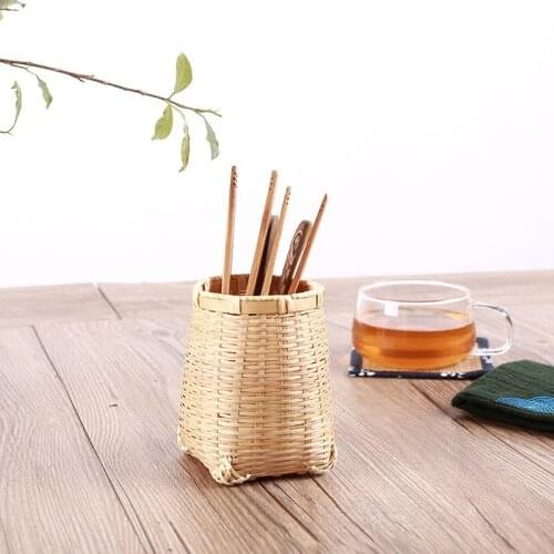 Handmade bamboo tabletop mini pen holder pen container stationary storage