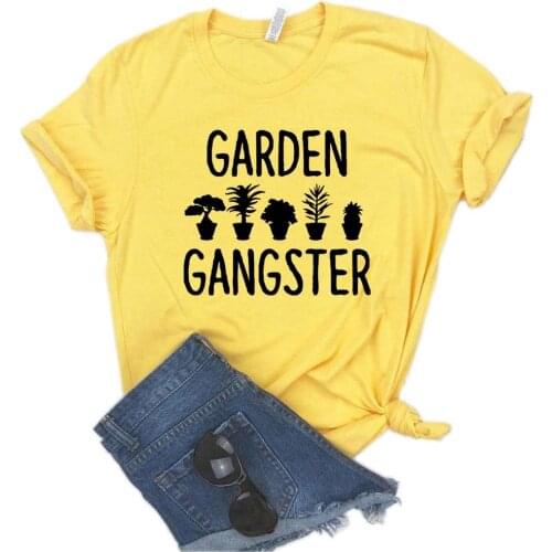 Garden Gangster flower Print Women tshirt Cotton Casual Funny t shirt For Yong Lady Girl Top Tee 6 Colors Drop Ship NA-421