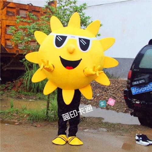 Sun With Glasses Mascot Fancy Outfit Cosplay Mascotte Adult Size Cartoon Costume For Halloween Chrismas Party