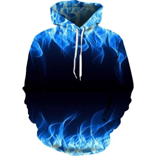 Blue red flame 3d Hoodie Hoodies Men Women 2019 New Fashion Spring Autumn Pullovers black Sweatshirts Sweat Homme 3D Tracksuit