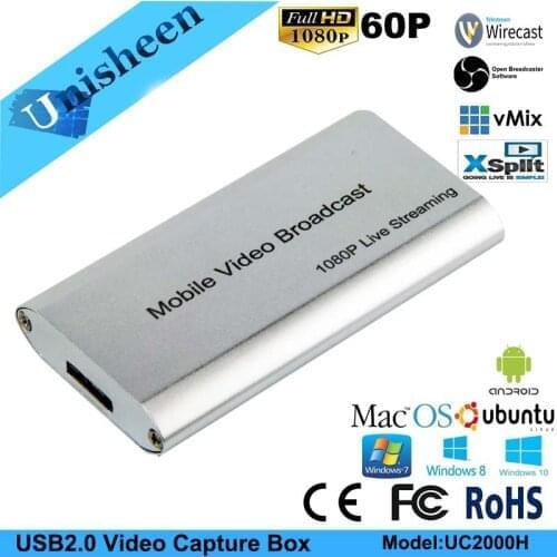 USB2.0 60FPS Android HDMI to USB VIDEO CAPTURE Dongle Game Streaming Live Stream Broadcast 1080P OBS/vMix/Wirecast/Xsplit