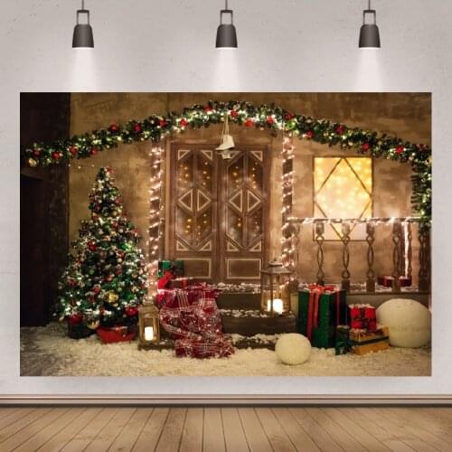 Merry Christmas Winter Decoration Doorway Photography Background Home Family Party Backdrop for Photo Studio Vinyl Photocall