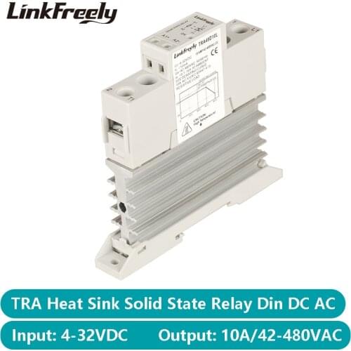 TRA48D10L 10A Integrated Heat Sink SSR Solid State Relay Din Rail 5V 12V 24V 32VDC Input 42-480VAC Output Electric Current Relay