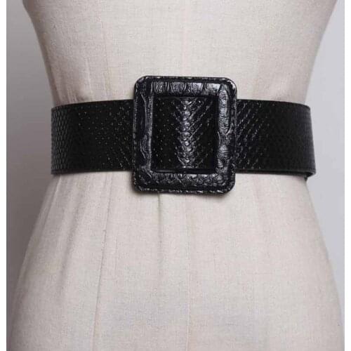 SeeButiful New Fashion 2020 Summer Autumn 6 Colors Square Buckle Crocodile Pattern PU Leather Gidle Waist Belts Women A986