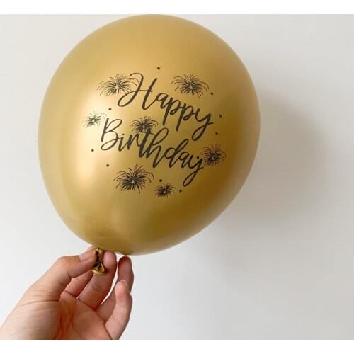 10pcs 12inch Chrome metallic latex balloons happy birthday printed pattern ballon helium metal globos birthday party decorations