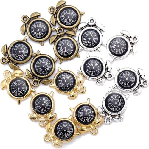 10 pcs Enamel charms antique bronze metal watch pendants fit diy necklace bracelet charms for Jewelry making W80