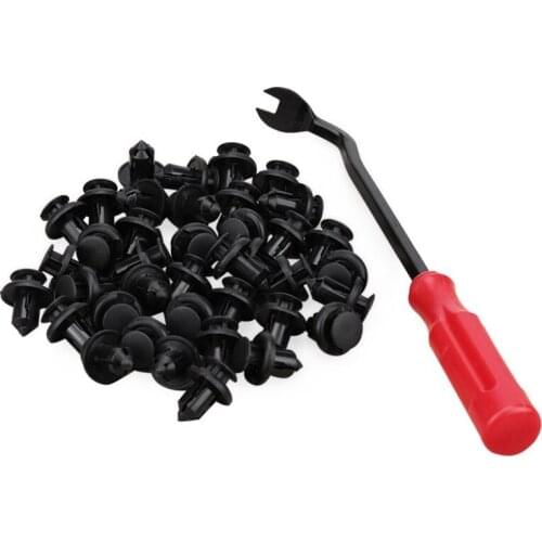 40pcs 10mm Push-type Plastic Bumper Fender Flare Fastener Rivet Clips and one Remove the buckle tool