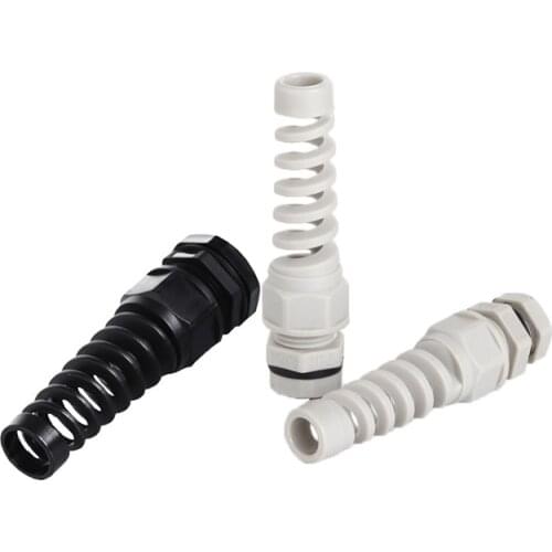 5pcs IP68 Waterproof M12 PG7/PG9/PG11 Cable Gland Connector Plastic Flex Spiral Strain Relief Protector For 3.5-6mm Wire Thread