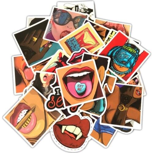 50Pcs/pack PVC Waterproof Tease Vulgar Sexy Beauty Girls Stickers For Laptop Motorcycle Skateboard Luggage Decal Toy Sticker