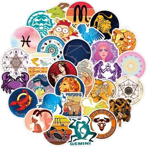 50PCS Cartoon Twelve Constellation Galaxy Stickers Laptop Guitar Luggage Phone Waterproof Graffiti Sticker Decal Kid Classic Toy