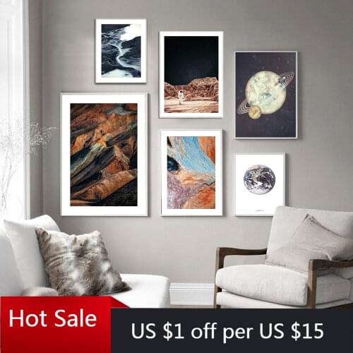 Abstract Nordic Poster Planet Space Canvas Painting Wall Decor Art Colors Pictures For Modern Living Aesthetic Room Decor Prints