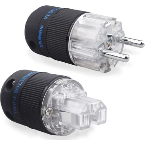 Pure Copper Audio EU Plug Rhodium Plated IEC Connector HiFi Power Cord DIY Accessory