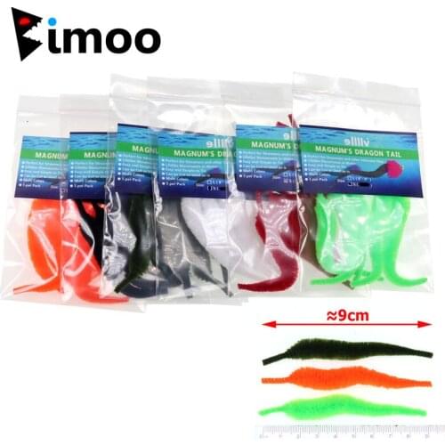 Bimoo 10PCS About 9cm Popular Mangums Dragon Tail for Muskie Pike Bass Saltwater Fishing Lures Baitfish Streamer Flies Material