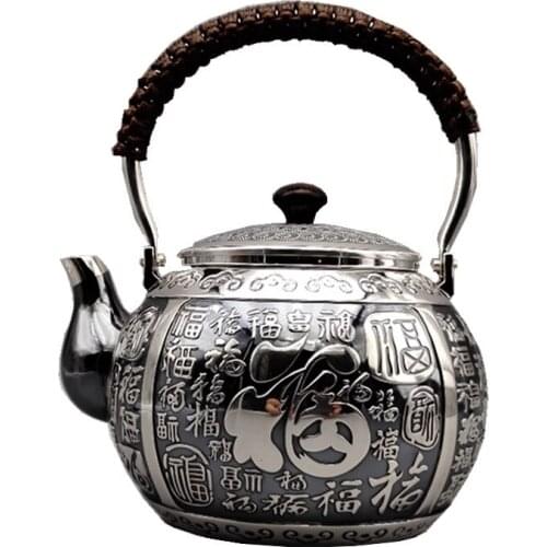Teapot, stainless steel teapot, silver teapot, hot water teapot, 1200ml portable teapot, kung fu tea set