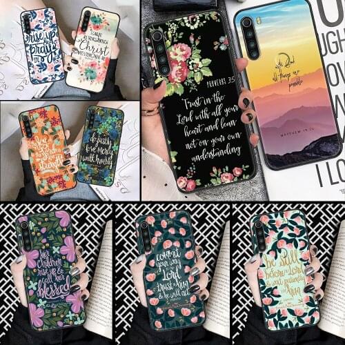 Bible Verse Jesus Christ Christian Phone case For Xiaomi Redmi Note 7 7A 8 8T 9 9A 9S 10 K30 Pro Ultra black art funda tpu