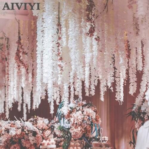 1M 2M Artificial Flower Vine Orchids Flower String Handmade Hanging Garland Wedding Party Home Wall DIY Decoration Crafts