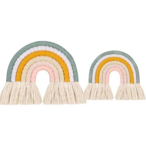 Nordic Kids Nursery Room Decor Handmade Weaving Rainbow Wall Hanging Children Baby Girls Room Hanging Wall Decor
