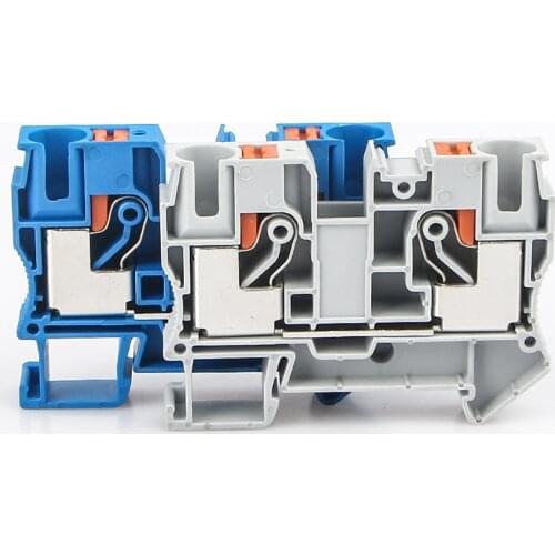 Din Rail Terminal Block Conductor 10Pcs PT-10 Connectors Push In Spring Screwless Feed Through Terminak Block Wire Connector