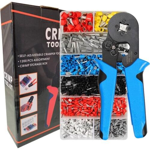HSC8 6-4+1200PCS kit 0.08-10mm² AWG 28-7 Crimper Plier Set Self-adjustable Ratchet Wire Crimping Tools pliers wire stripper