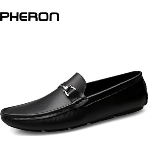 Italian Mens Shoes Casual Brands Slip On Formal Luxury Shoes Men Loafers Moccasins Genuine Leather Brown Driving Shoes