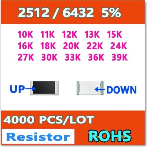 JASNPROSMA 2512 J 5% 4000pcs 10K 11K 12K 13K 15K 16K 18K 20K 22K 24K 27K 30K 33K 36K 39K High quality smd 6432 OHM Resistor