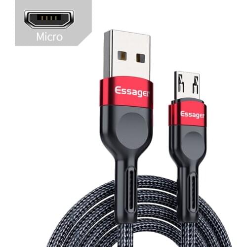 2.4A Essager Micro USB Charging Cable+Date Line High-density Braided Anti-breaking Charging Cable Huawei FCP QC2.0 Fast Charging