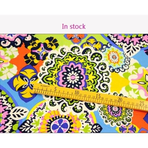 Quality floral cotton cloth,dress material,color Large flowers and orange small flowers design patchwork fabric