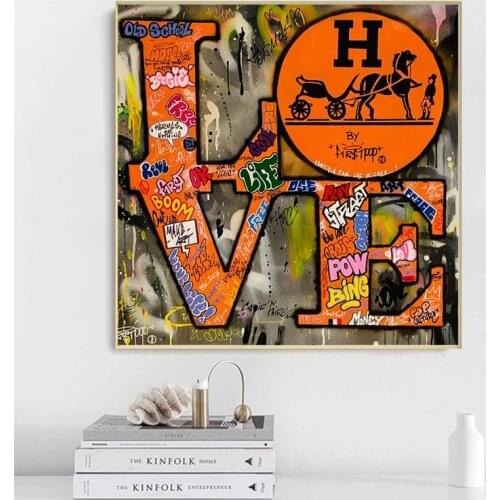 Graffiti Art Love Canvas Paintings Abstract Letter Love Street Art Cuadros Posters and Prints Wall Art Pictures for Home Decor