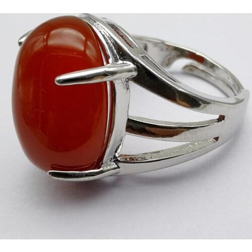 Natural Red Carnelian Stone Oval Bead GEM Finger Ring Size 8-9 Jewelry For Gift X275