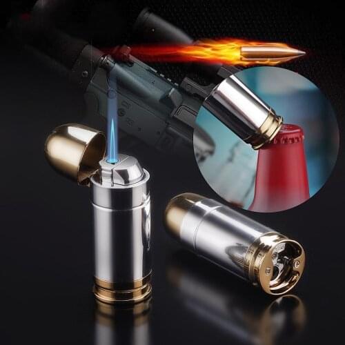 Creative Flashlight Lighter Metal Bullet Shaped Butane Windproof Lighters Mens Cigarette Cigar Carry Beer Bottle Opener Gadget