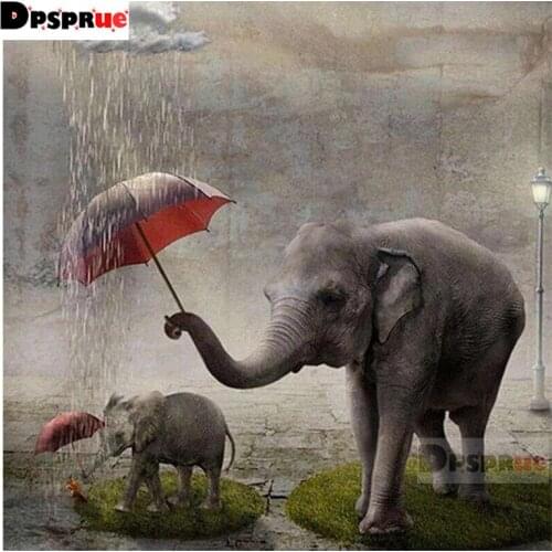 Dpsprue Full 5D DIY Square Round Diamond Painting Animal Elephant 3D Embroidery Cross Stitch Rhinestone Mosaic Home Decor D05