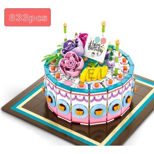 New Idea Creator Friends Birthday Cake Bricks with Box Model Kit Building Stacking Blocks Kids Toys Newlyweds Wedding Gifts
