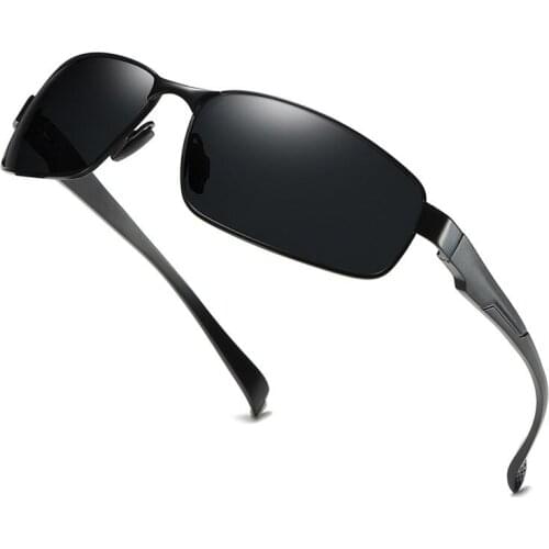 Aluminum Magnesium Trend Square Sunglasses for Men and Women Fashionable Polarized Driving Night Vision Eyeglasses UV Protection