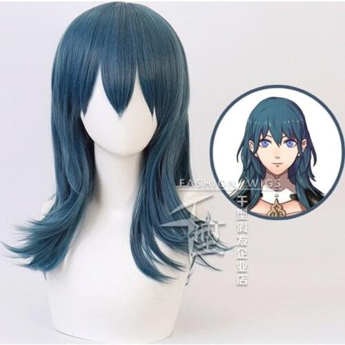 Fire Emblem ThreeHouses Wig Byleth Long Blue Straight Middle Long Short Cosplay Hair Halloween Role Play + Free Wig cap