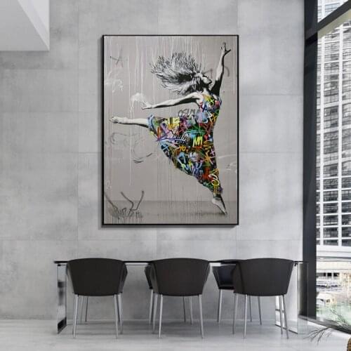 Dance Ballet Graffiti Art Painting on Canvas Posters and Prints Street Wall Art Cuadros odern Home Decor Picture for Living Room