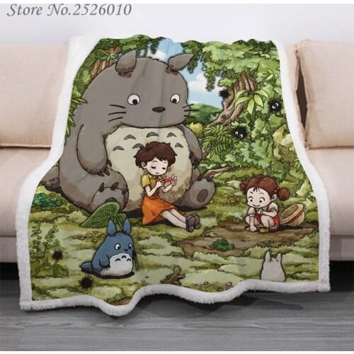 Throw blanket Anime Totoro 3D Velvet Plush Blanket Bedspread For Kids Girls Sherpa Blanket Couch Quilt Cover Travel 08