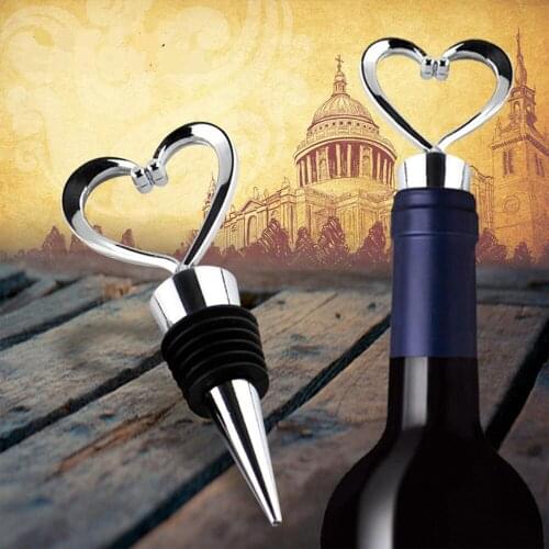 Wine Bottle Stopper Elegant Heart Shaped Red Wine Champagne Wine Bottle Stopper Wedding Gifts Reusable Vacuum Sealed Corks