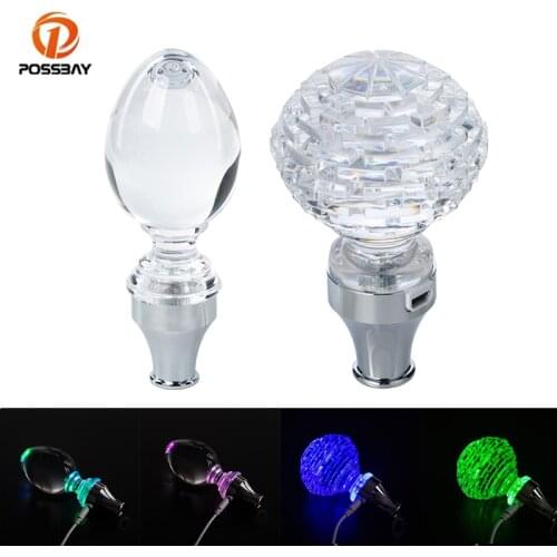 POSSBAY Car Gear Shift Knob Colorful Manual Transmission Without Lock Button Stick Lever Shifter Adapters USB Cable Universal