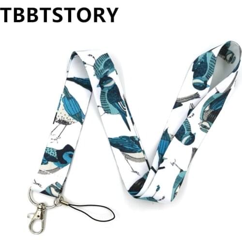 Blue Bird Neck Straps Lanyard for Keys USB Gym ID Card Badge Holder Key Chain Keycord Webbing Ribbon DIY Hang Rope Lanyards