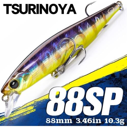 TSURINOYA 88SP Suspnding Minnow Fishing Lure 88mm 10.3g DW76 Long Casting Artificial Hard Baits Pike Bass Big Trout Jerkbait