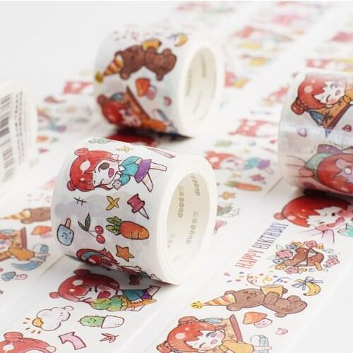 Wide Tape Lovely Cartoon Character Color Cute Girls Sticker Decoration Washi Tape DIY Planner Scrapbooking Masking Tape Escolar