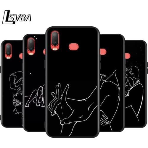 Silicone Cover Minimalist Line Love for Samsung Galaxy A9 A8 Star A7 A6 A5 A3 Plus 2018 2017 2016 Black Phone Case