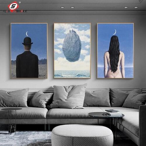 Surrealist Scandinavian Posters Prints Abstract Face Hat Back Canvas Painting Umbrella Wall Art Pictures For Living Room Decor