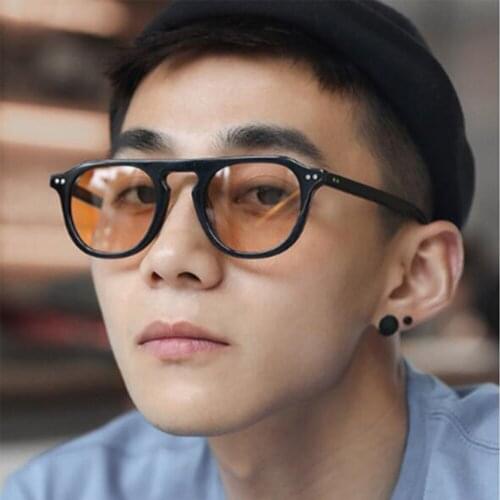 Steampunk Sun Glasses For Women 2021 Yellow Frame Black Lenses Men Fashionable Horn-rimmed Round Driving Glasses Cozmo