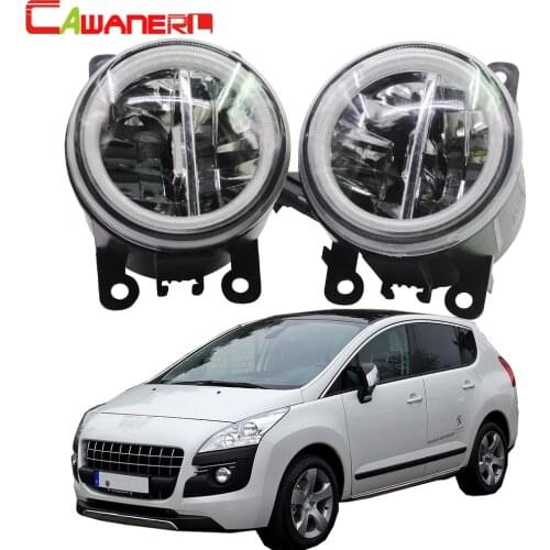 Cawanerl 2 Pieces Car Styling LED Bulb 4000LM Fog Light + Angel Eye Daytime Running Light DRL 12V For Peugeot 3008 MPV 2009-2013