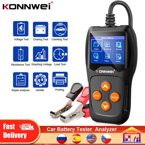 KONNWEI KW600 Battery Tester 12V for Car 100-2000CCA Battery System Analyzer Quick Cranking Charging Circut Load Tester Tools