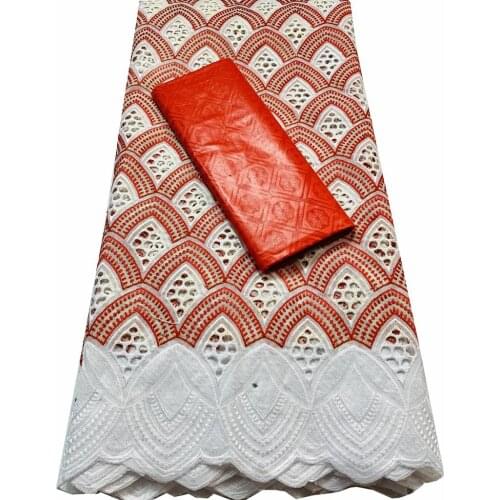 Guinea Bazin Rihce Brode Fabric with 100% Cotton Swiss Lace Fabric Femme Robe Bazin Riche Brode Fabric 2.5+2.5 yards/set YKM036