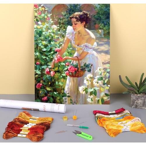 Angel Butterfly Printed Fabric 11CT Cross-Stitch DIY Embroidery Full Kit DMC Threads Needlework Handmade Promotions